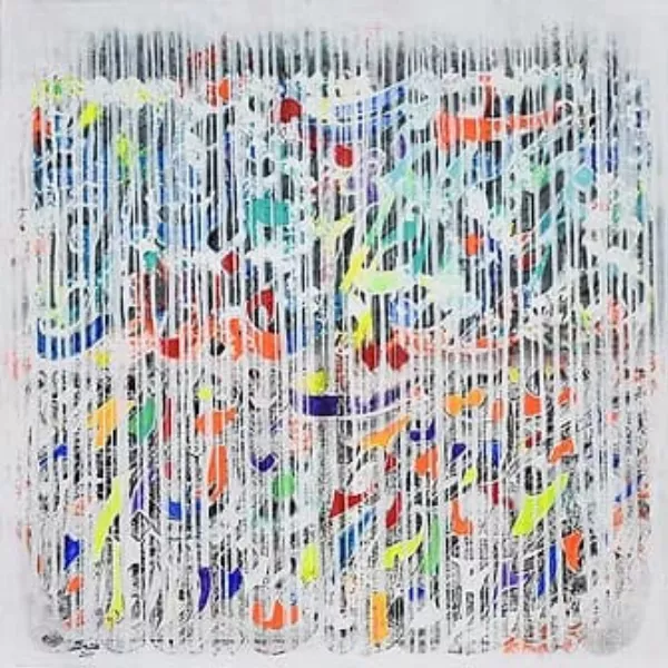 Œuvre Écoulements, 2018. Acrylique sur toile par Mahmoud Zendehroudi (Zende).