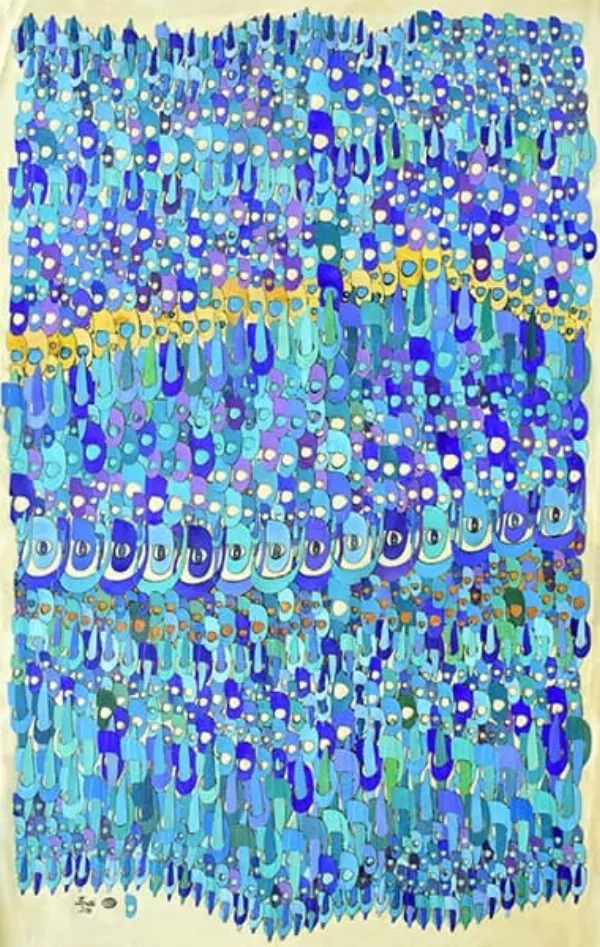 Œuvre Multitude, 2018. Collage, acrylique sur toile par Mahmoud Zendehroudi (Zende).